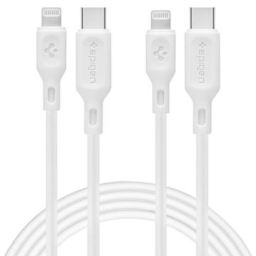 Cable Spigen DuraSync MFi USB-C a Lightning - Paquete de 2, 100cm - Blanco