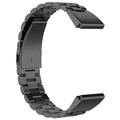 Correa de acero inoxidable para Garmin QuickFit 22mm / Garmin Fenix 7 / 7 Pro / 6 Three Beads Watch Band - Negro