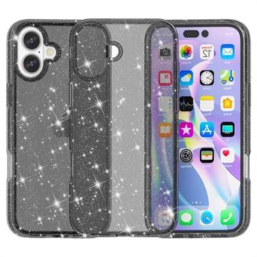 Funda Híbrida Stylish Glitter Series para iPhone 16 Plus - Negro