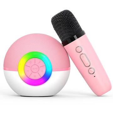 T97 Micrófono Karaoke Infantil con Altavoz Bluetooth y Subwoofer - Rosa