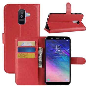 Funda para Samsung Galaxy A6+ (2018) - Estilo Cartera - Rojo