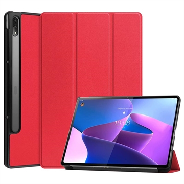 Funda Inteligente de Tres Pliegues para Lenovo Tab P12 Pro - Rojo