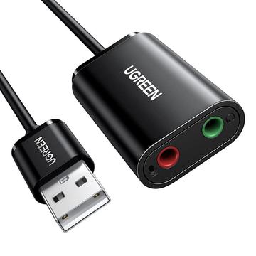 UGREEN 30724 Adaptador de Audio USB Tarjeta de Sonido de Audio Estéreo Externo con Jack de Micrófono Auricular de 3.5mm para Windows Mac Linux PC Portátil PS5