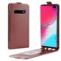 Samsung Galaxy S10 5G Vertical Flip Case with Card Holder - Brown