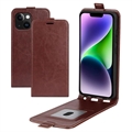 Funda con Tapa Vertical para iPhone 15 Plus - Marrón