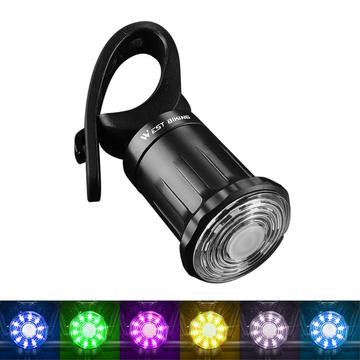 WEST BIKING YP0701331 Luz trasera LED de colores brillantes para bicicleta Luz trasera inteligente para bicicleta Accesorios de seguridad Lámpara - Instalar en el tubo