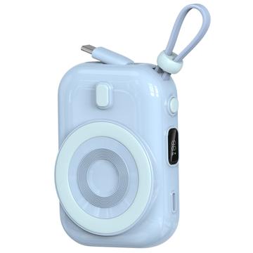 WIWU Wi-P041 Pequeño caracol magnético Banco de energía inalámbrica con cable USB-C - 15W/9600mAh