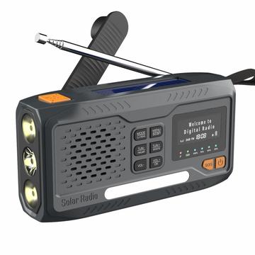 WR-6B Radio de Emergencia Solar DAB con Manivela y Linterna LED - Negro