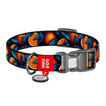 Waudog Collar de perro de nylon con código QR - Tamaño XL - Naranjas