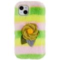 Carcasa de TPU 3D Plush Invierno Peluda para iPhone 14 Plus - Rosa Amarillo