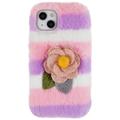 Carcasa de TPU 3D Plush Invierno Peluda para iPhone 14 Plus - Rosa Rosada