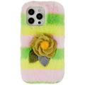 Carcasa de TPU 3D Plush Invierno Peluda para iPhone 14 Pro Max - Rosa Amarillo