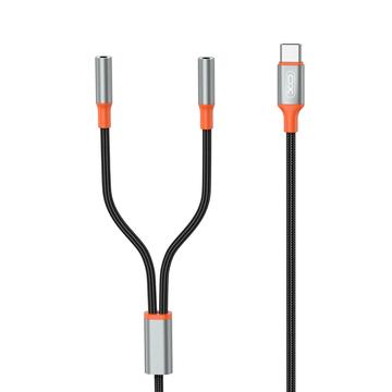 XO NB-R269B Cable de audio 2 en 1 - USB-C / 2x3.5mm - 1.2m - Negro