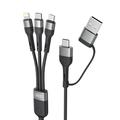 XO NB254 Cable de carga 6 en 1 - USB-C, Lightning, MicroUSB, USB-A - 1.2m - Negro