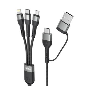 XO NB254 Cable de carga 6 en 1 - USB-C, Lightning, MicroUSB, USB-A - 1.2m - Negro