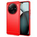 Carcasa de TPU Brushed para Xiaomi Redmi A3 - Fibra de Carbono - Rojo