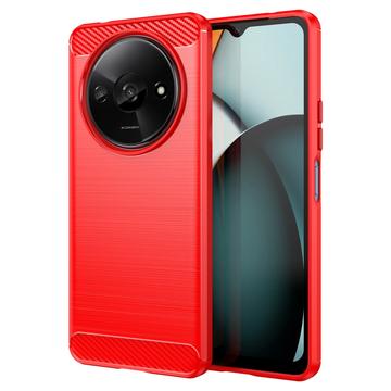 Carcasa de TPU Brushed para Xiaomi Redmi A3 - Fibra de Carbono - Rojo