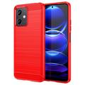 Carcasa de TPU Brushed para Xiaomi Redmi Note 12/Poco X5 - Fibra de Carbono - Rojo