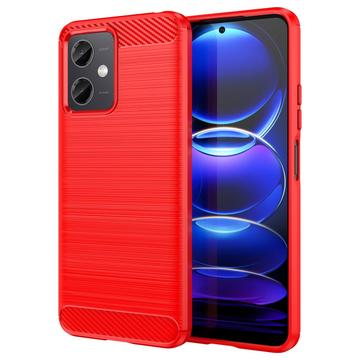 Carcasa de TPU Brushed para Xiaomi Redmi Note 12/Poco X5 - Fibra de Carbono - Rojo