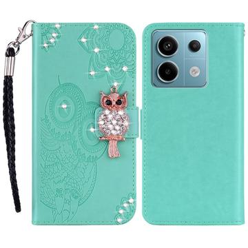 Xiaomi Redmi Note 13 4G Búho Rhinestone Funda billetera