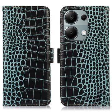 Funda Crocodile con RFID para Xiaomi Redmi Note 13 Pro 4G/Poco M6 Pro - Estilo Cartera - Verde