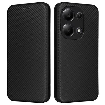 Funda con Tapa para Xiaomi Redmi Note 13 Pro 4G/Poco M6 Pro - Fibra de Carbon - Negro