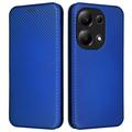 Funda con Tapa para Xiaomi Redmi Note 13 Pro 4G/Poco M6 Pro - Fibra de Carbon - Azul