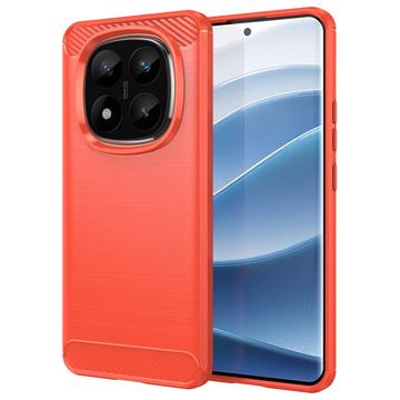 Carcasa de TPU Brushed para Xiaomi Redmi Note 14 Pro+ - Fibra de Carbono - Rojo