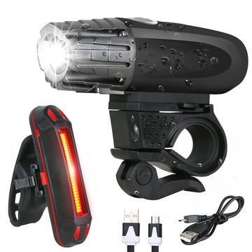 YOUOKLIGHT YK1528 Juego de Luces Impermeables LED Superbrillantes para Bicicleta Faro + Luz Trasera USB Recargable