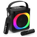 YS307 Altavoz Bluetooth para Karaoke en Casa Altavoz con Luz RGB y 2 Micrófonos - Negro