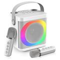 YS307 Altavoz Bluetooth para Karaoke en Casa Altavoz con Luz RGB y 2 Micrófonos - Plata