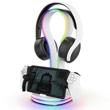 iPega PG-P5P23 Soporte RGB de carga y auriculares para PlayStation Portal Remote Player - Blanco