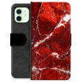 Funda Cartera Premium para iPhone 12 - Mármol Rojo