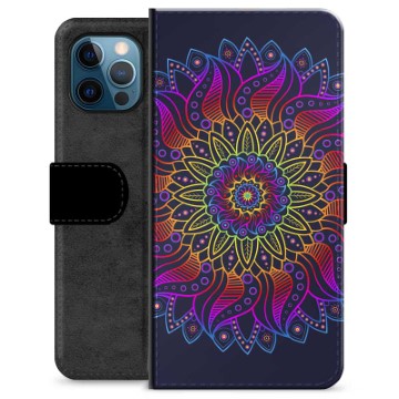 Funda Cartera Premium para iPhone 12 Pro - Mandala Colorida