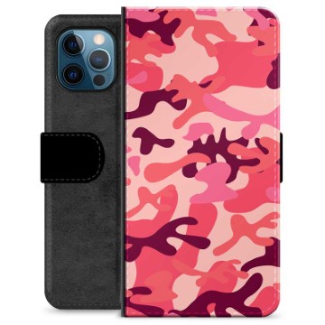 Funda Cartera Premium para iPhone 12 Pro - Camuflaje Rosa