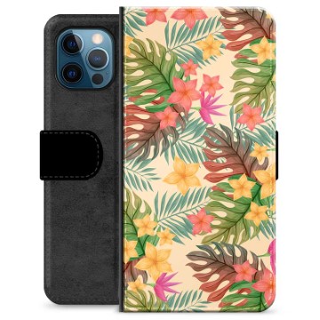 Funda Cartera Premium para iPhone 12 Pro - Flores Rosadas