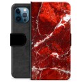 Funda Cartera Premium para iPhone 12 Pro - Mármol Rojo