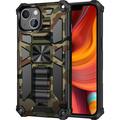 Funda híbrida con soporte para iPhone 13 con diseño de camuflaje - Verde militar