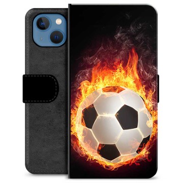 Funda Cartera Premium para iPhone 13 - Pelota de Fútbol en Llamas