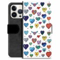 Funda Cartera Premium para iPhone 13 Pro - Corazones