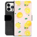 Funda Cartera Premium para iPhone 13 Pro - Patrón de Limón