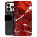 Funda Cartera Premium para iPhone 13 Pro - Mármol Rojo