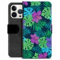 Funda Cartera Premium para iPhone 13 Pro - Flores Tropicales