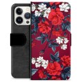 Funda Cartera Premium para iPhone 13 Pro - Flores Vintage