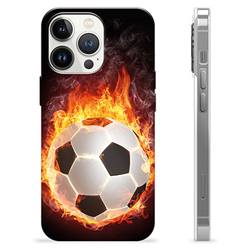 Funda de TPU para iPhone 13 Pro - Pelota de Fútbol en Llamas