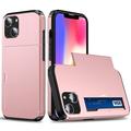 iPhone 14 Hybrid Case with Sliding Card Slot - Rose Gold