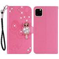 iPhone 14 Búho Rhinestone Funda Cartera