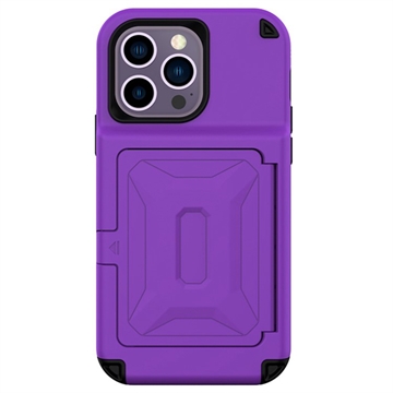 Funda Híbrida con Espejo y Tarjetero para iPhone 14 Pro - Púrpura