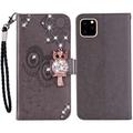 iPhone 14 Pro Max Búho Rhinestone Funda Billetera