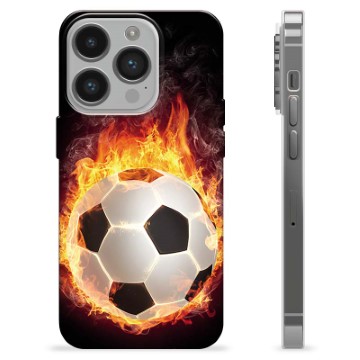 Funda de TPU para iPhone 14 Pro - Pelota de Fútbol en Llamas